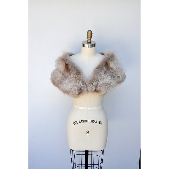 Vintage Arctic Fox Fur Stole Collar Shawl Shrug Cape - 50s 60s - Picture 4 of 10